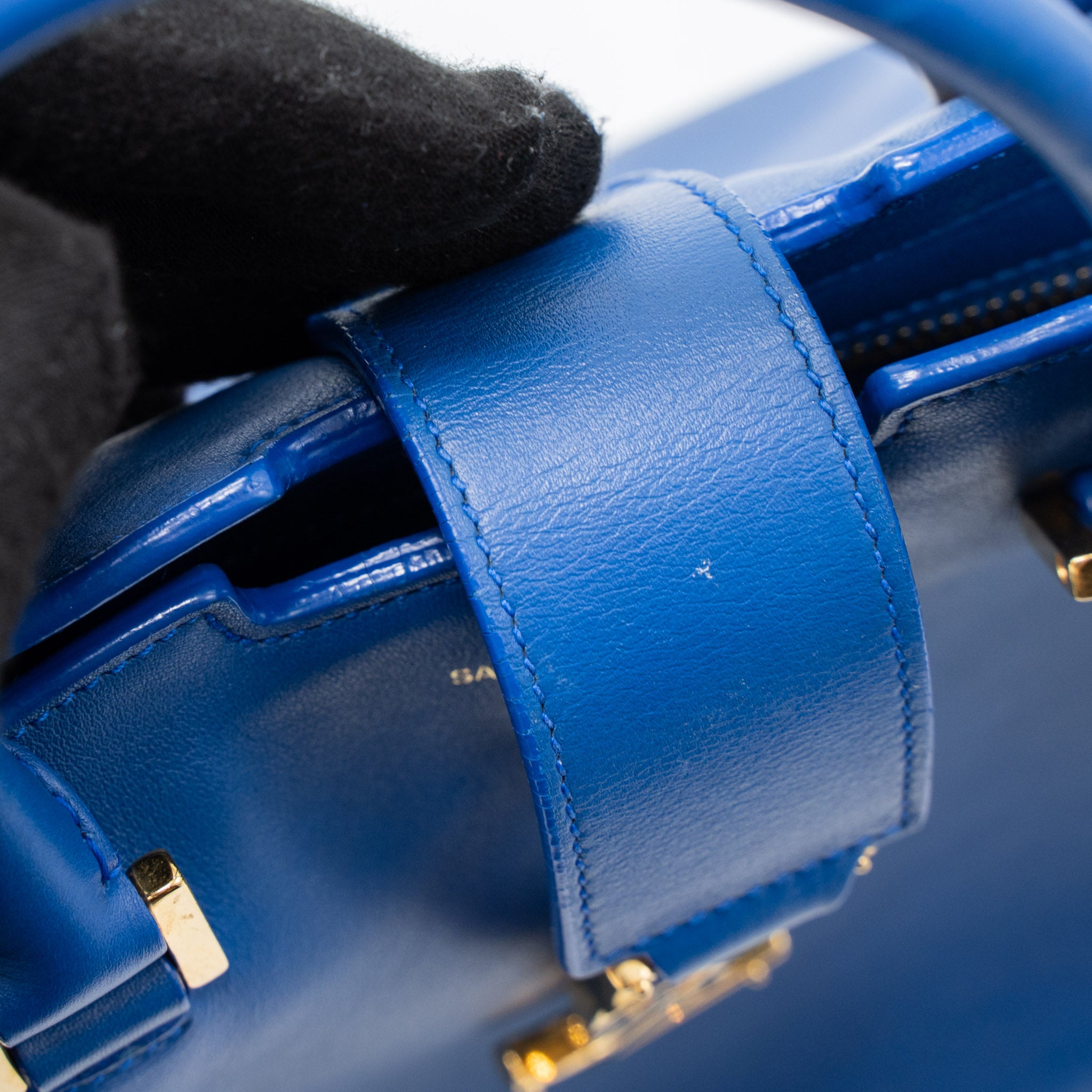 Saint Laurent Cabas Tote Bag Calfskin Blue GHW - Image 8