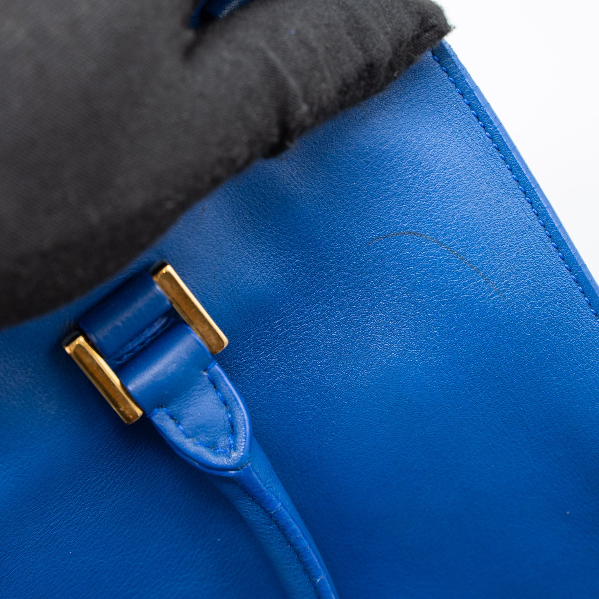 Saint Laurent Cabas Tote Bag Calfskin Blue GHW - Image 9