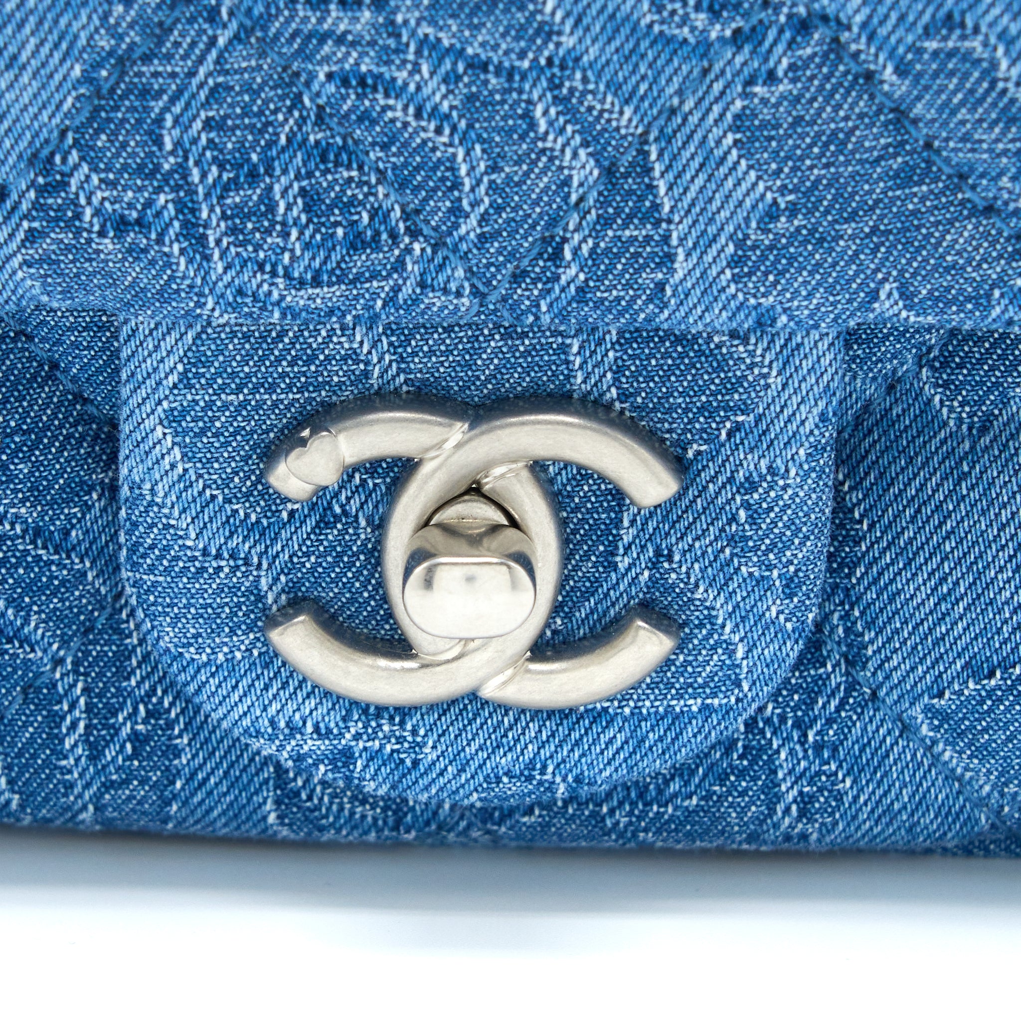 Chanel Coco Love Flap Bag Camellia Denim Blue SHW (Microchip) - Image 7