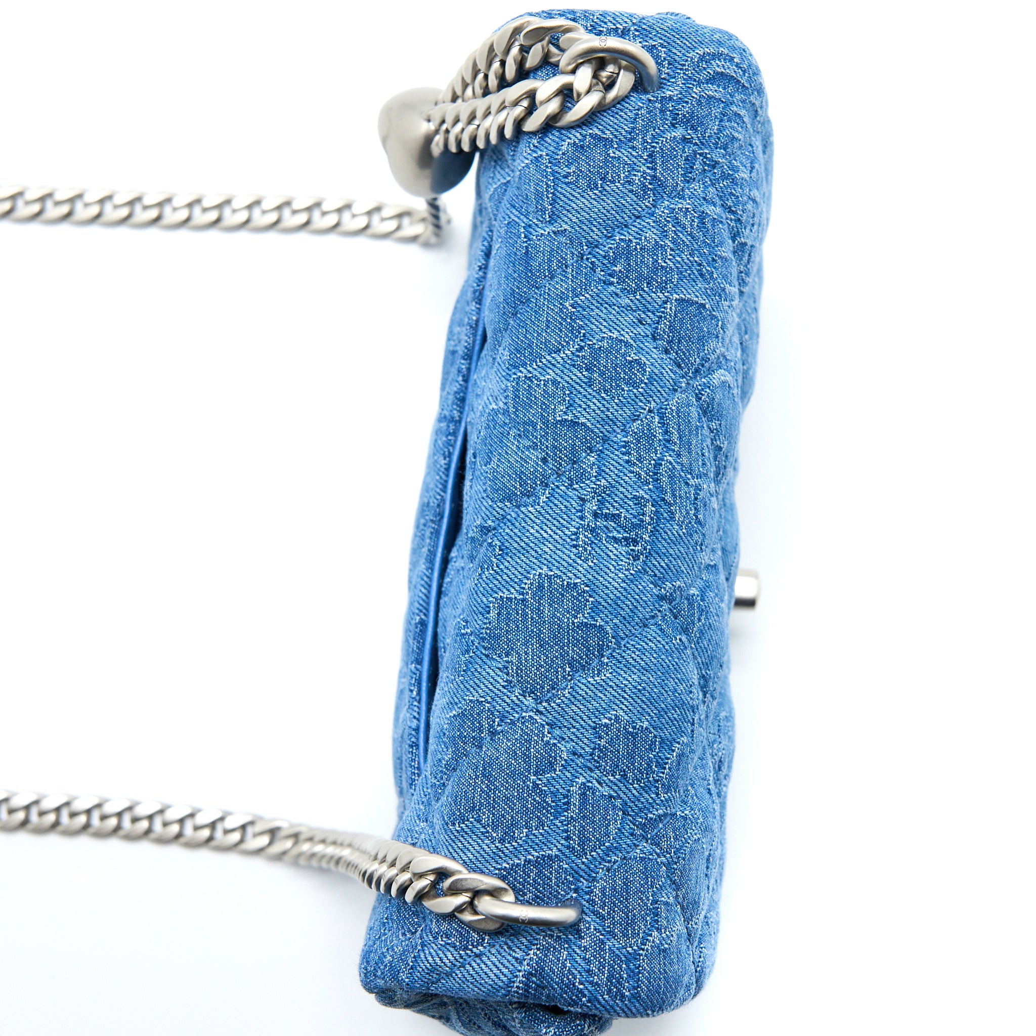 Chanel Coco Love Flap Bag Camellia Denim Blue SHW (Microchip) - Image 9
