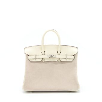Hermes Birkin 25 Grizzly And Swift Nata/Glycine SHW Stamp U