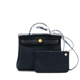 Hermes Herbag Zip 31 Bag Canvas/Hunter Black GHW Stamp U