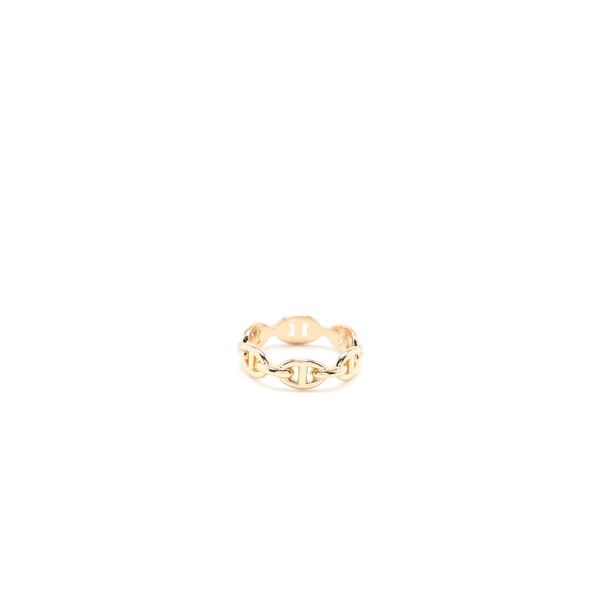 Hermes Size 55 Chaine D’ancre Enchainee Ring, Small Model Rose Gold - Image 3