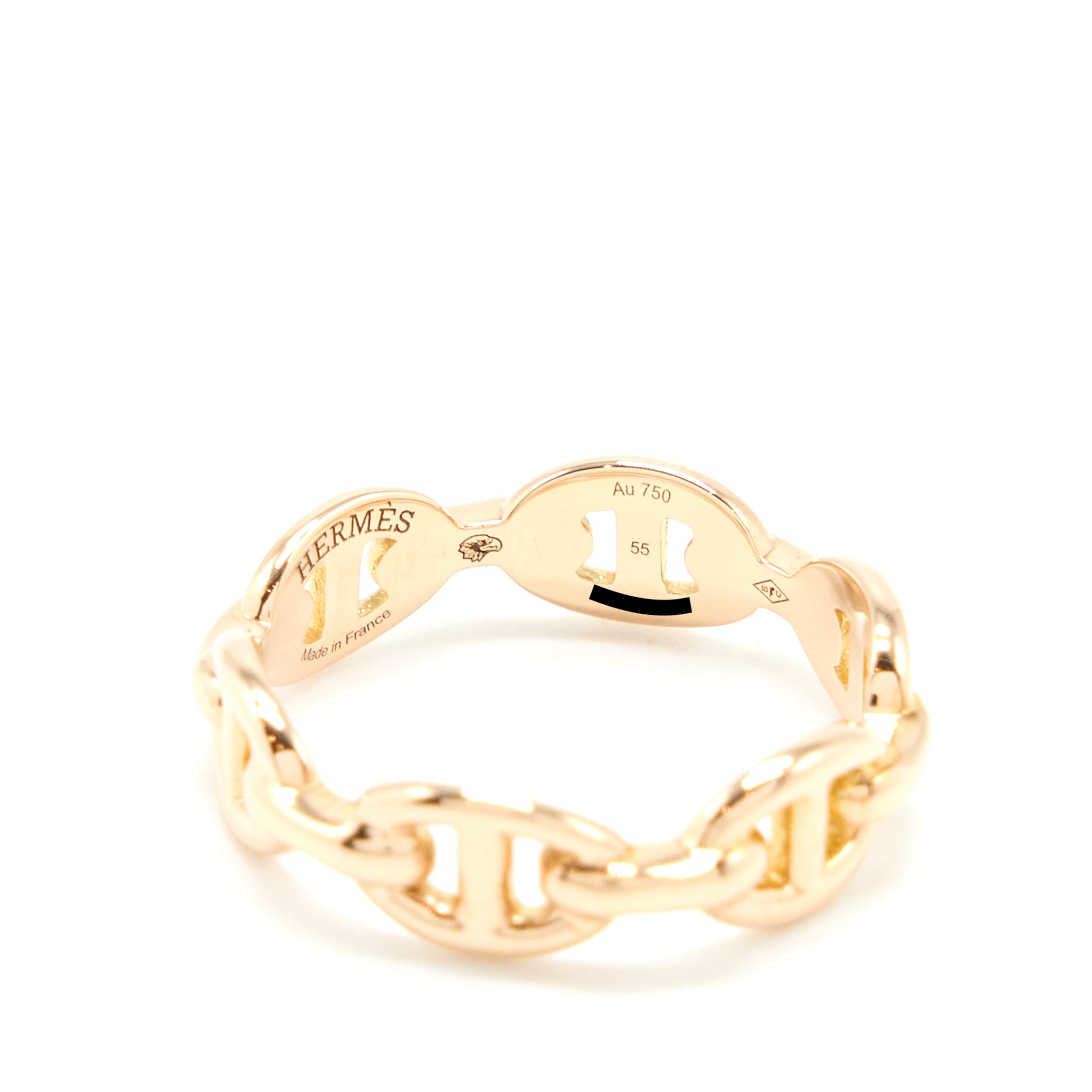 Hermes Size 55 Chaine D’ancre Enchainee Ring, Small Model Rose Gold - Image 4