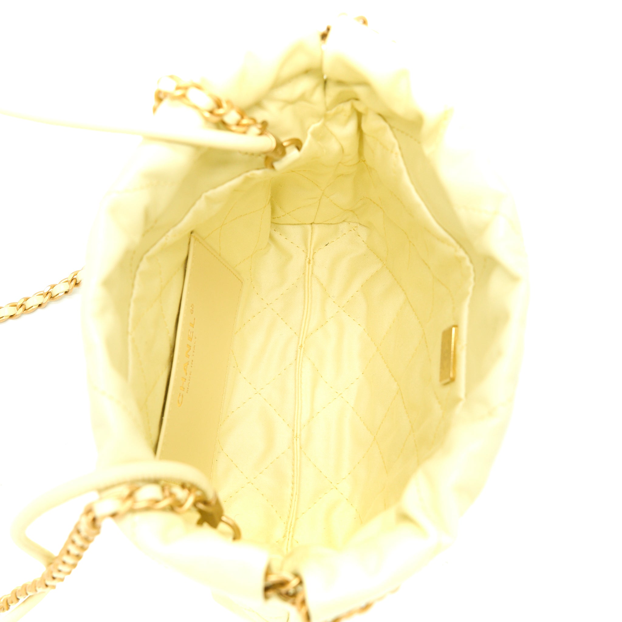 Chanel 23S Mini 22 Bag Shiny Calfskin Light Yellow GHW (Microchip) - Image 5