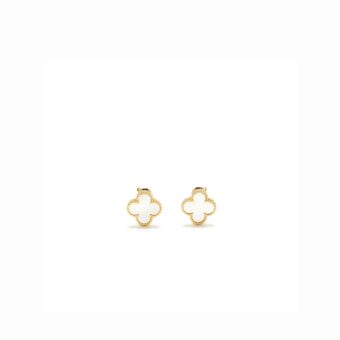 Van Cleef &. Arpels Vintage Alhambra Mother of Pearl Earrings Yellow Gold