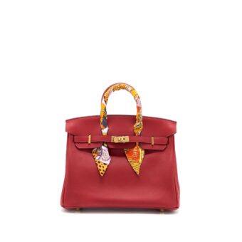 Hermes Birkin 25 Swift Red GHW Stamp D