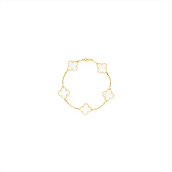 Van Cleef & Arpels Vintage Alhambra Bracelet 5 Motifs Mother Of Pearl Yellow Gold