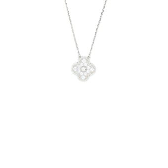 Van Cleef & Arpels Vintage Alhambra Pendant White Gold Diamonds