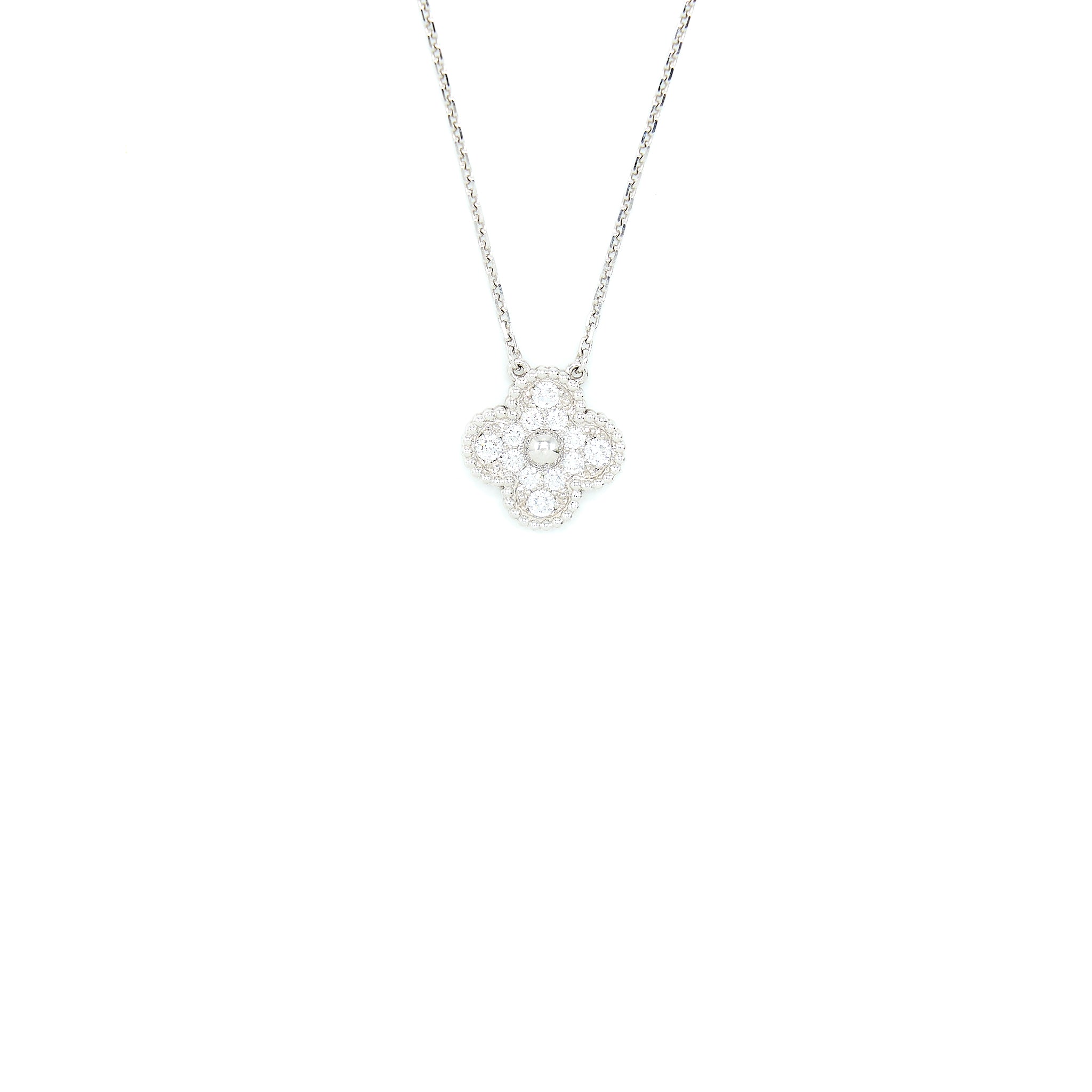 Van Cleef & Arpels Vintage Alhambra Pendant White Gold Diamonds