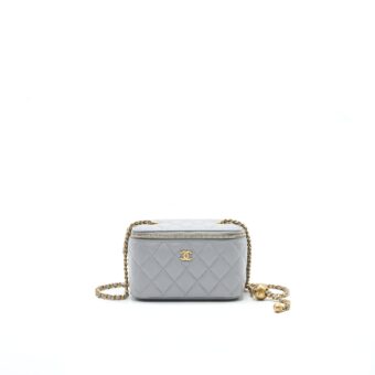 Chanel 21B Pearl Crush Long Vanity with Chain Light Grey GHW