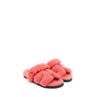 Hermes Size 38 Chypre Sandal Shearling Rose Du Desert