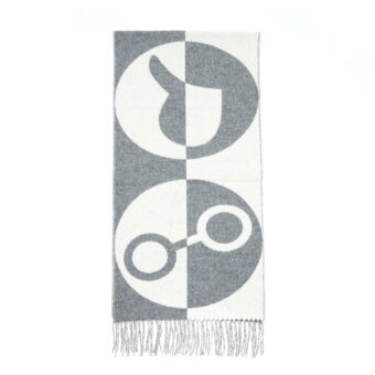 Hermes 30 x 140cm Cashmere Casaque Charm Op/Gris Flanelle/Ivoire Scarf