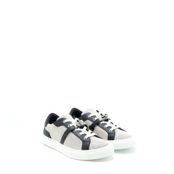 Hermes Size 38 Day Sneakers in Calfskin/H Canvas Prunoir/Noir SHW