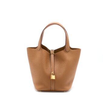 Hermes Picotin 22 Lock Bag Clemence Gold GHW Stamp U