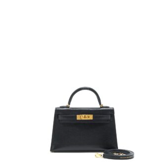 Hermes Mini Kelly 20cm Chèvre Chamkila Black GHW Stamp Y