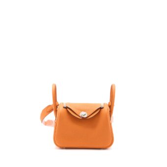 Hermes Mini Lindy Clemence Orange SHW Stamp U