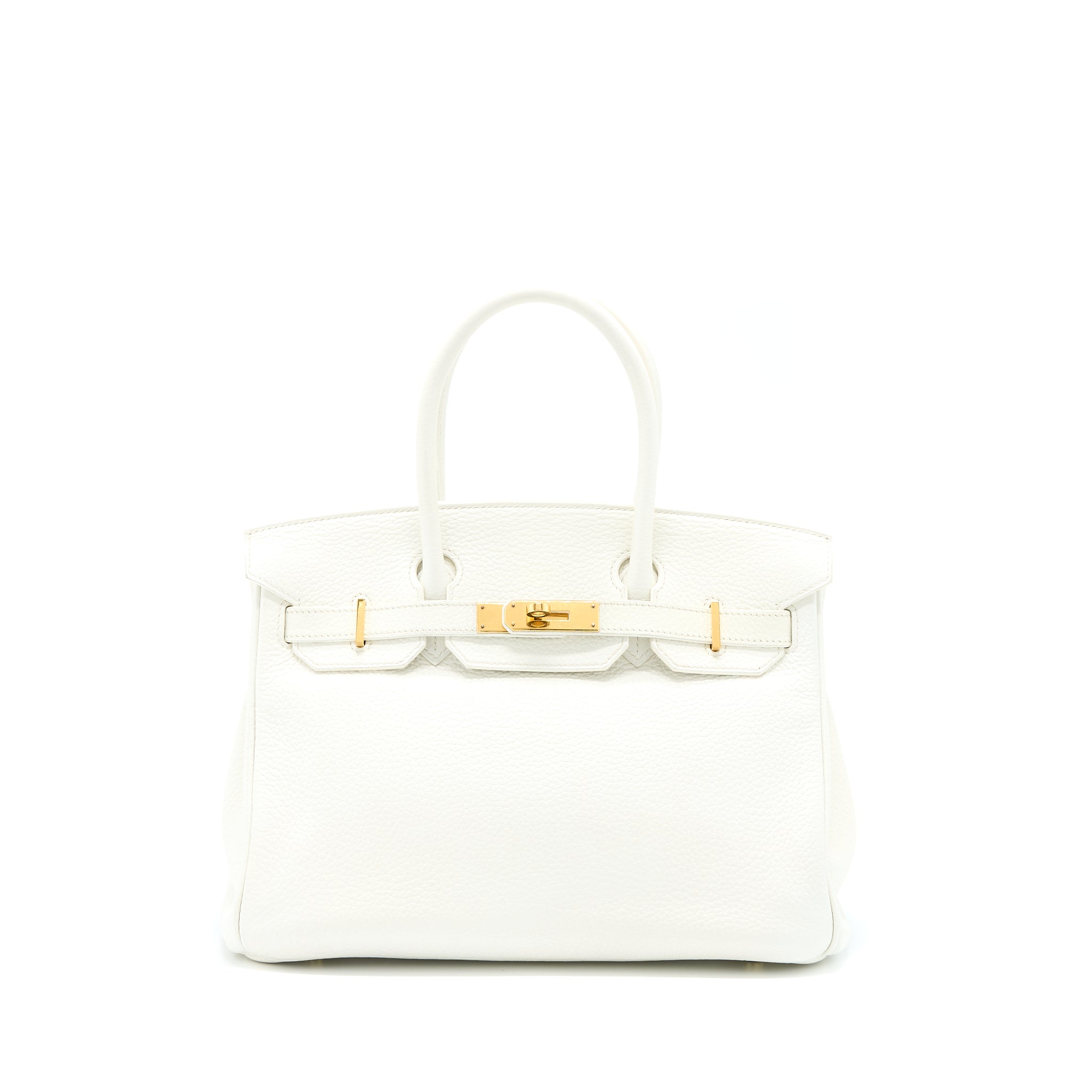 Hermes Birkin 30 Clemence Blanc GHW Stamp Square Q