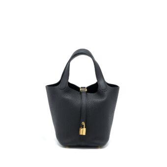 Hermes Picotin 18 Lock Bag Clemence Black GHW Stamp U