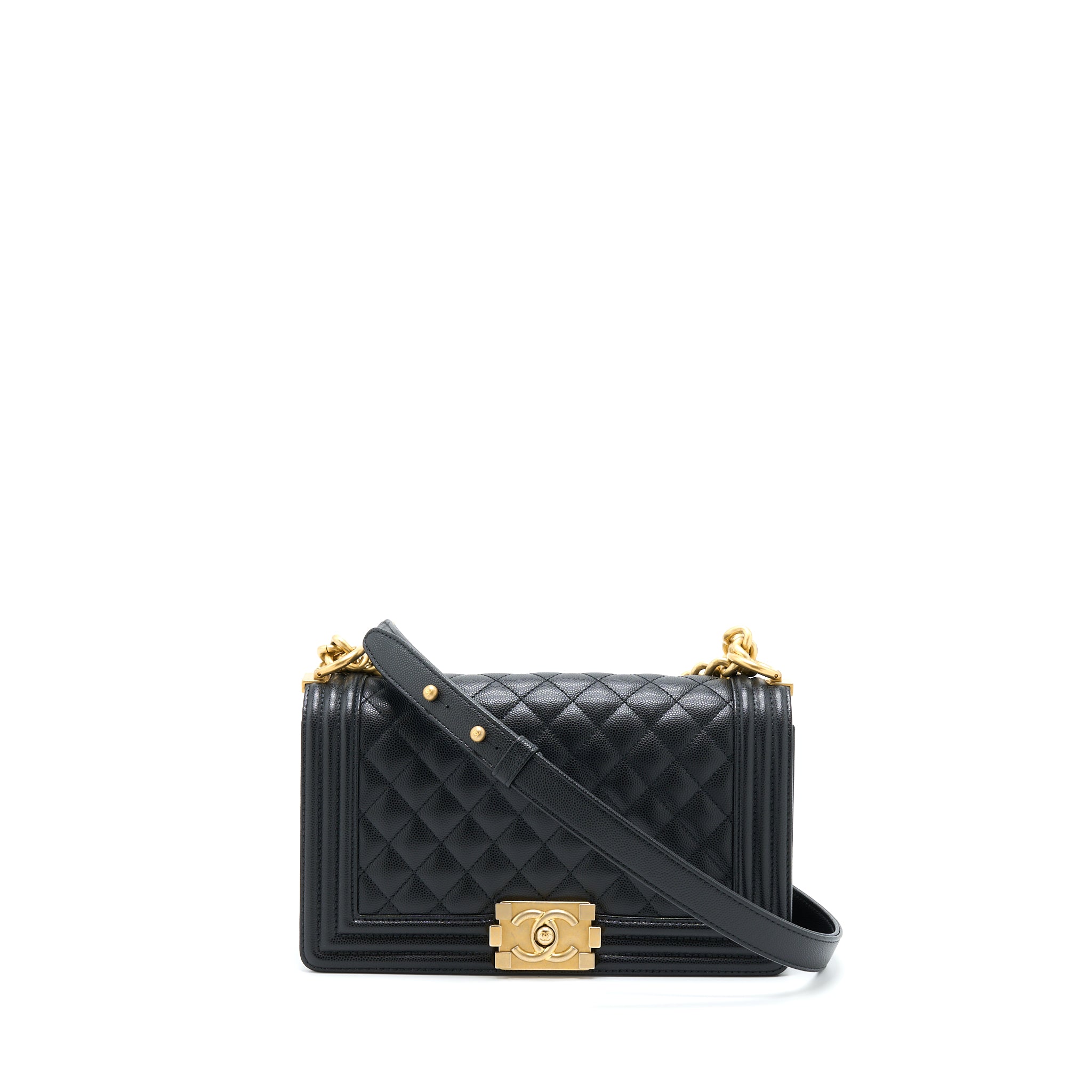 Chanel Medium Boy Bag Caviar Black Brushed GHW