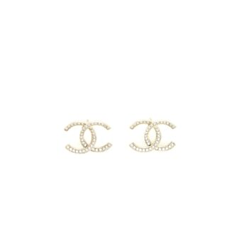 Chanel Classic CC Logo Earrings Large Model Gold Tone