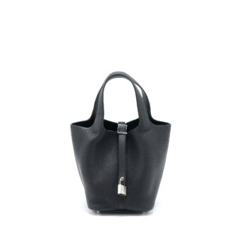 Hermes Picotin 18 Lock Bag Clemence Black SHW Stamp Y