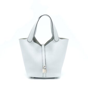 Hermes Picotin 22 Lock Bag Clemence Blue Pale SHW Stamp C