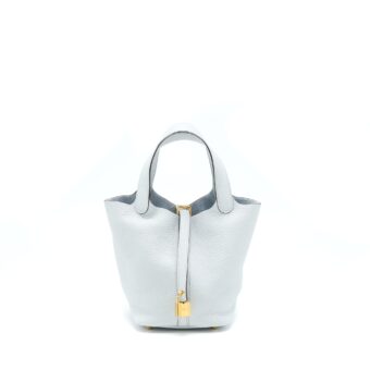 Hermes Picotin 18 Lock Bag Clemence Bleu Pale GHW Stamp Z