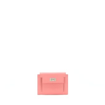 Hermes Kelly Pocket Compact Wallet Chevre Mysore Rose Ete SHW Stamp Y