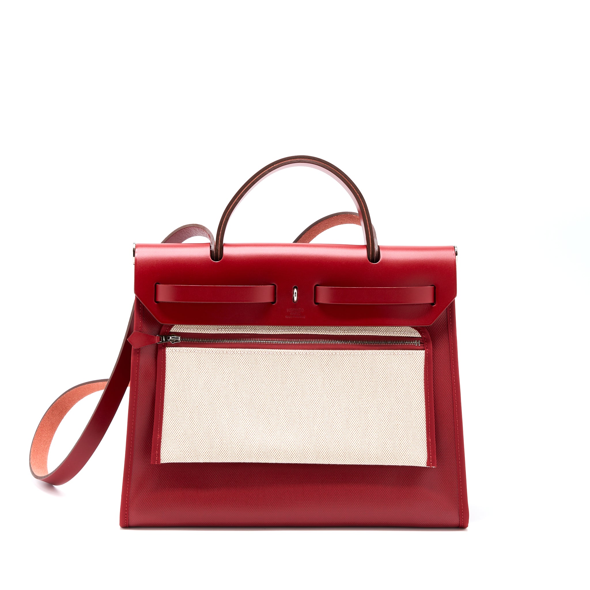Hermes Herbag Zip 31 Bag Berline Canvas Rouge Piment SHW Stamp Z - Image 2