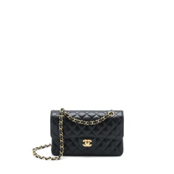 Chanel Small Classic Double Flap Caviar Black GHW (Microchip)