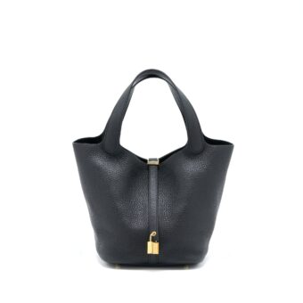 Hermes Picotin 22 Lock Bag Clemence Black GHW Stamp Z