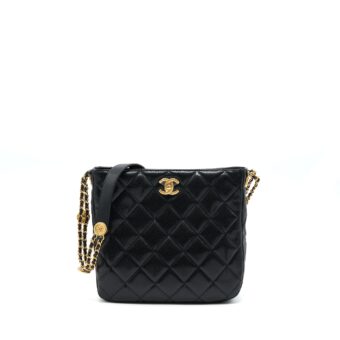 Chanel 22A Twist Your Buttons Hobo Shoulder Bag Caviar Black GHW (Microchip)