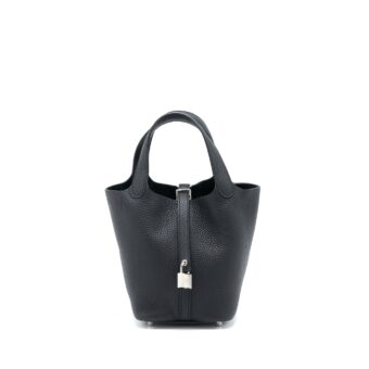 Hermes Picotin 18 Lock Bag Clemence Black SHW Stamp Z