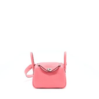 Hermes Mini Lindy Clemence 8W Rose Azalee SHW Stamp Z