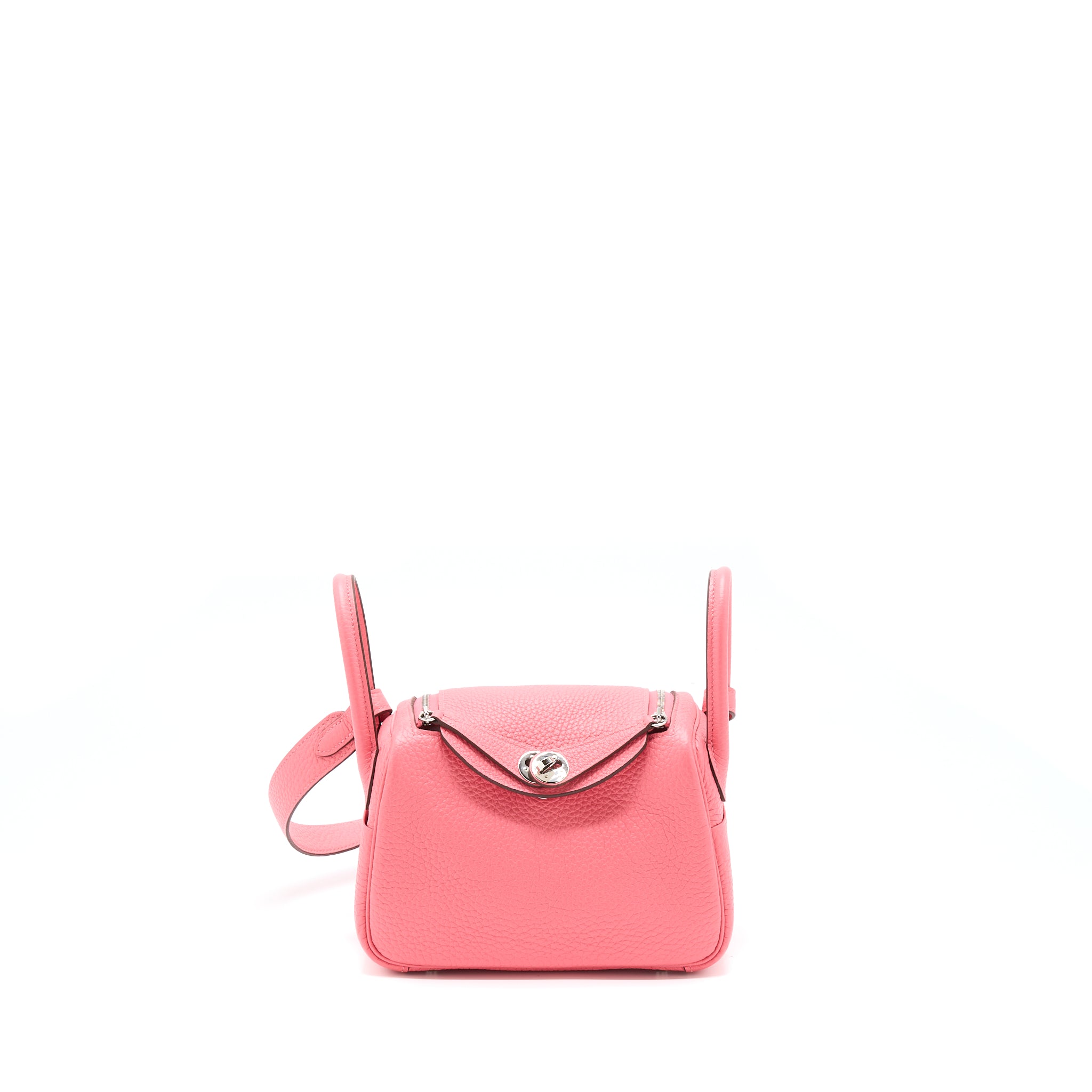 Hermes Mini Lindy Clemence 8W Rose Azalee SHW Stamp Z