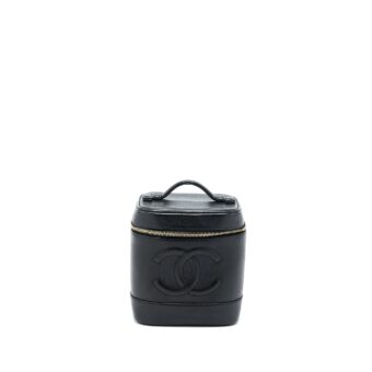 Chanel Vintage Vanity Case with Chain Caviar Black GHW