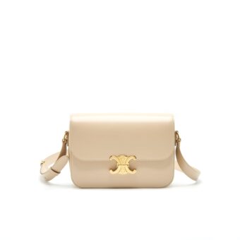 Celine Medium Triomphe Bag in Shiny Calfskin Beige GHW