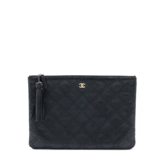 Chanel Quilted Pouch with Tassel Black LGHW