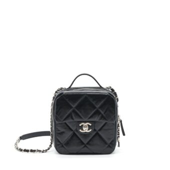 Chanel Quilted Vertical Top Handle Bag Calfskin Black SHW