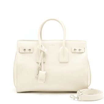 Saint Laurent (YSL) Sac De Jour Tote Bag Calfskin White SHW