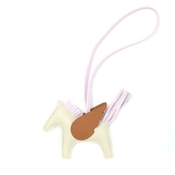 Hermes Rodeo Pegase PM Bag Charm Craie / Mauve Pale/ Gold
