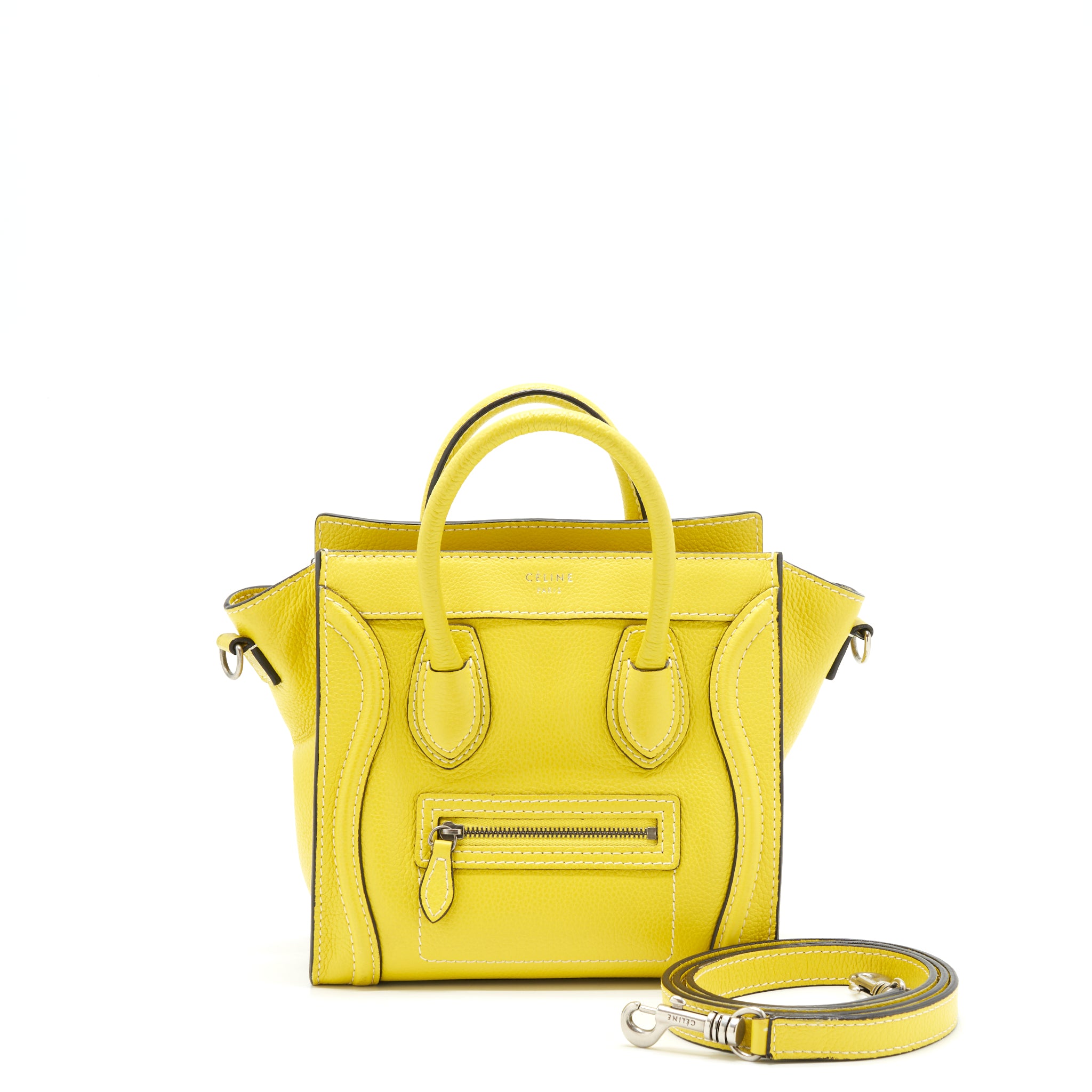 Celine Nano Luggage Bag Grained Calfskin Bright Yellow SHW