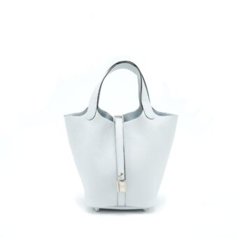 Hermes Picotin 18 Lock Bag Clemence Blue Pale SHW Stamp U