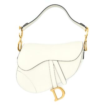 Dior Medium Saddle Bag Calfskin White GHW