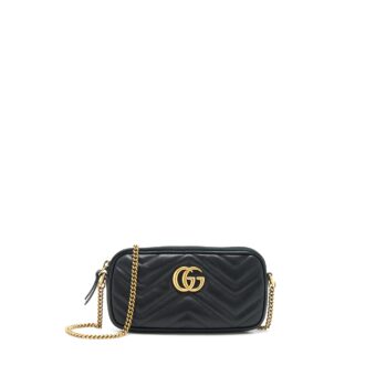 Gucci GG Marmont Small Pouch With Chains Black GHW