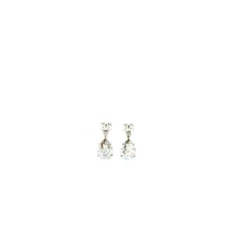 Chanel CC Logo With Strass Drop Silver Tone