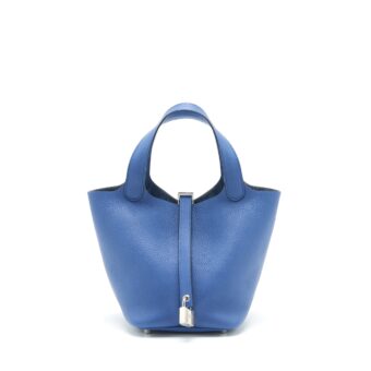Hermes Picotin 18 Lock Bag Clemence Blue Agate SHW Stamp X