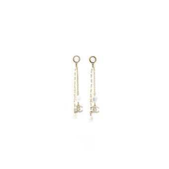 Chanel Pearl Drop Earring With CC Logo Light Gold Tone