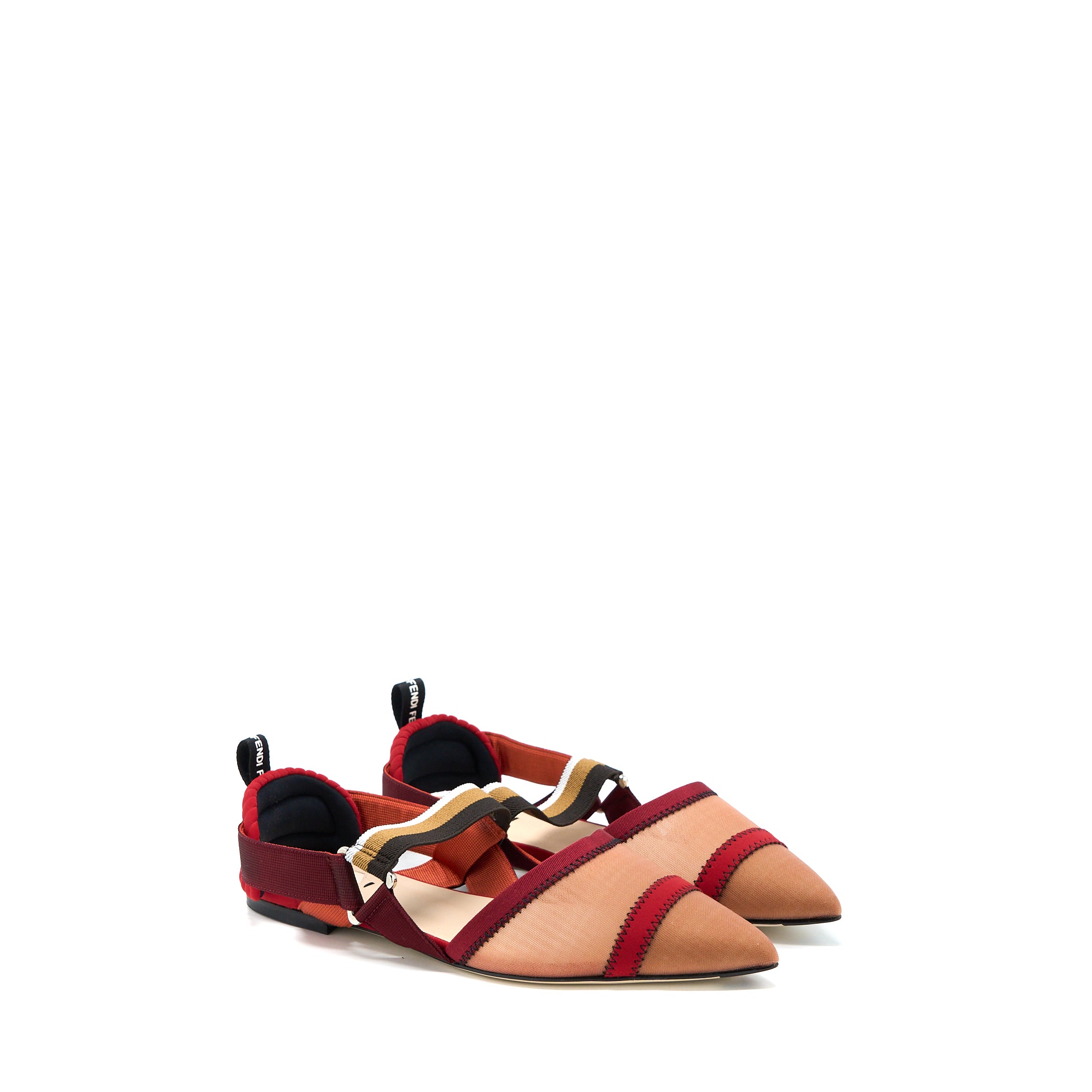 Fendi Size 40 Sling Back Flat Shoes Multicolour